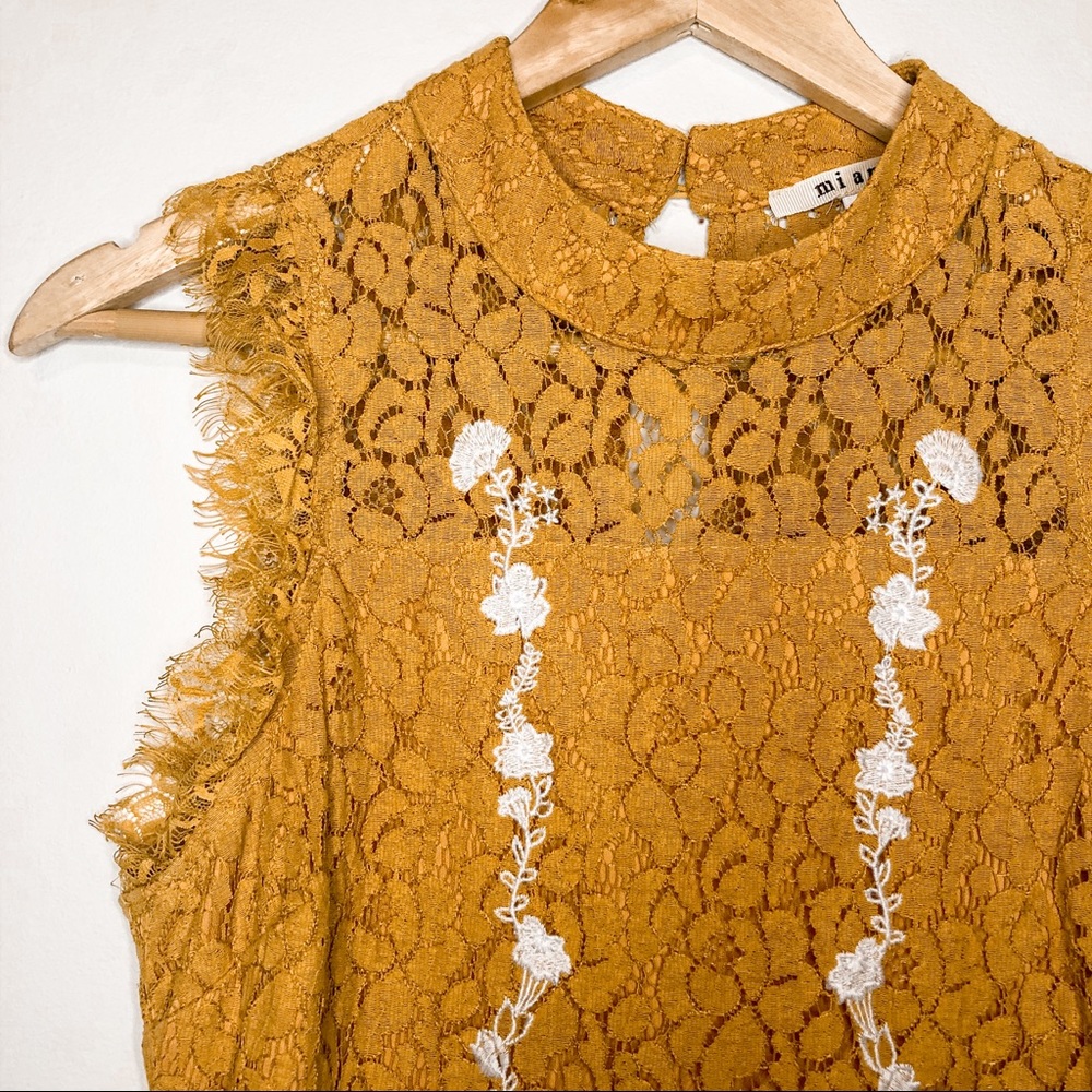 Francesca’s Lace Sleeveless Mock Neck Dress - Picture 7 of 12